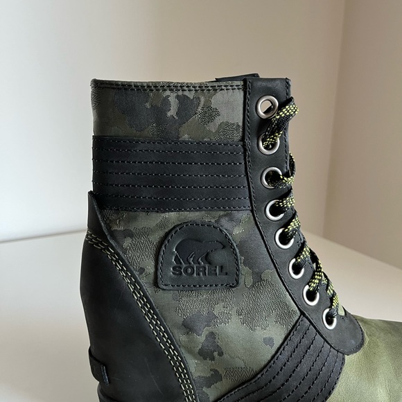 RARE Sorel Lexie Wedge Boot Hiker Green - Picture 12 of 16